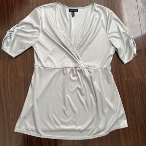 Bay studio petite large Wrap Top in Silver women’s blouse